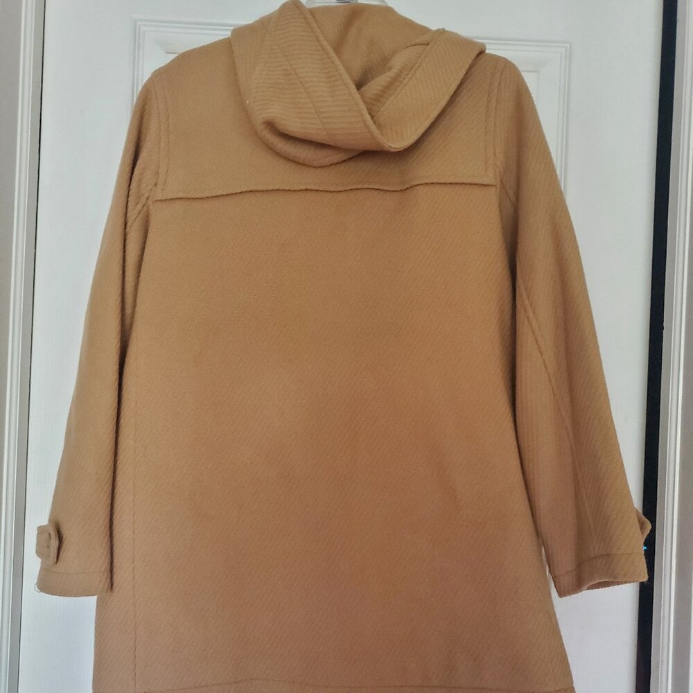 New York & Company Hooded Wool Camel Coat, Size 10 - Picture 2 of 4